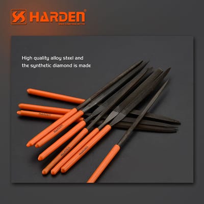 HARDEN 10pcs Needle Files Set ( 4x160mm), Professional tools, (Hand, Half Round, Square, Tri Square & Round); 610622_img_3