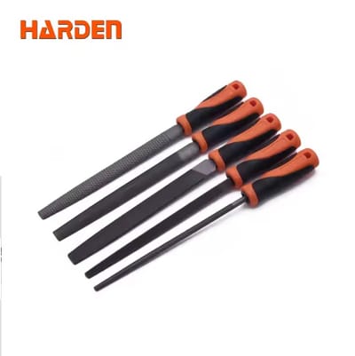 HARDEN 5Pcs file set 8" (200mm) with Rubber Grip ( Triangular, Square, Round, Half Round and Flat ) Files; 610631_img_0