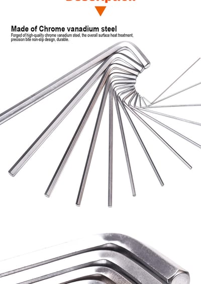 Harden 13Pcs Inch Long Hex Key Wrench Heavy Duty Tools Heat Treat Cr-v 540613_img_6