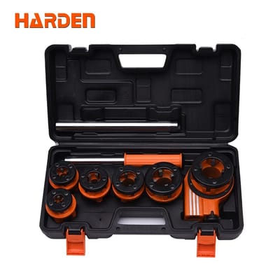 Harden 9Pcs Pipe Threading Set Manual Pipes Threading Tool with Plastic Box 600871_img_0