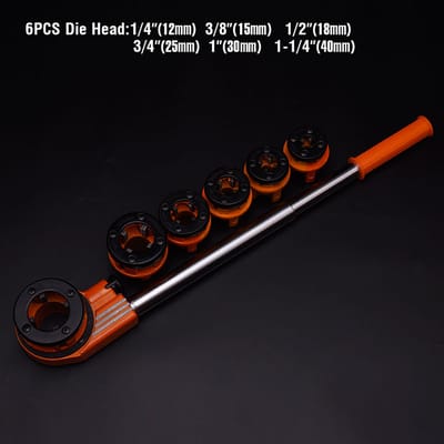 Harden 9Pcs Pipe Threading Set Manual Pipes Threading Tool with Plastic Box 600871_img_1