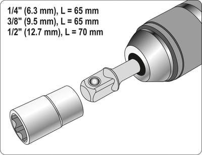 HARDEN HEX Socket Adaptor Set 3 pcs, 1/2", 3/8", 1/4" Model: 550733_img_1