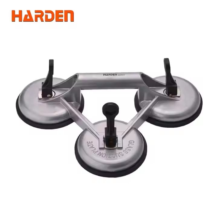 HARDEN Glass Holder, 3 Cups/Legs, 118mm in Dia, Triple Head Glass Suction Plate Glass Holder Triple Claw Suction Lifter Dent Puller Made of Aluminum Alloy; 620607