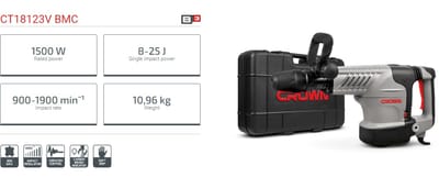 CROWN CT18123V Professional Rotary Hammer, 1500W, 25J, 11kg, SDS-MAX; CT18123V BMC_img_1
