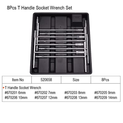 Harden 8pcs T - Handle Socket Wrench Set : ( 6, 7, 8, 9, 10, 12, 13, 14mm ) 520658_img_6