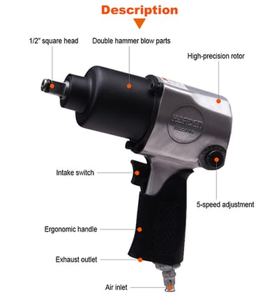 Harden 1/2" Air Impact Wrench Pneumatic Wrench 682006_img_7