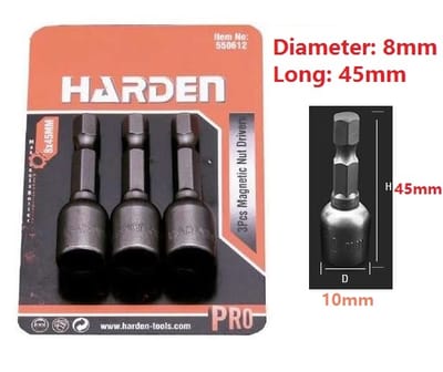 HARDEN 3Pcs Magnetic Nut Drivers Socket ( 8mm | 10mm ) Roofing Socket 45mm Long 550612 | 550614_img_5