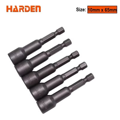 HARDEN 5Pcs Magnetic Nut Drivers Socket 65mm Long (6mm | 8mm | 10mm | 12mm | 14mm) Roofing Socket, Drill Bit Adapter Hex Socket Sleeve Nozzles; Model: 550621 | 550622 | 550624 | 550625 | 550626_img_9