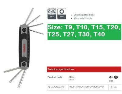 CROWN Professional 8pcs Foldable torx key set, CR-V, 8pcs; CPHOF-TMAX08_img_1