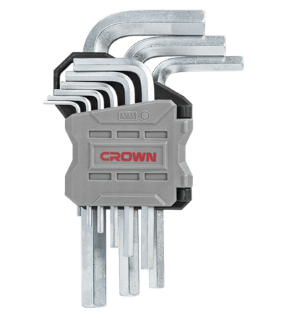 CROWN Professional 9pcs Hex key set ( Short | Long | Extra Long ), Flat head, CR-V, 9pcs; CPHOK-HMAX09_img_1
