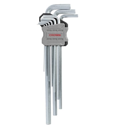 CROWN Professional 9pcs Hex key set ( Short | Long | Extra Long ), Flat head, CR-V, 9pcs; CPHOK-HMAX09_img_12
