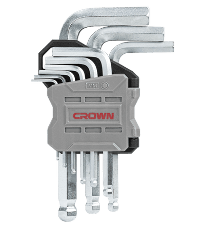 CROWN Professional 9pcs Hex key set ball head ( Short | Long | Extra Long ), Ball head, CR-V, Ball head; CPHOK-BMAX09_img_1