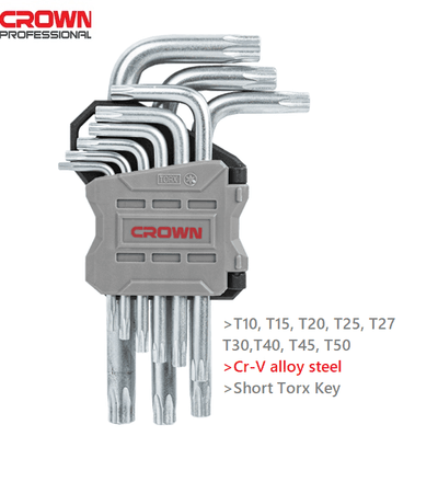CROWN Professional 9pcs Short Torx Key Set ( Short | Long | Extra Long ), CR-V, Torx; CPHOK-TMAX09_img_2