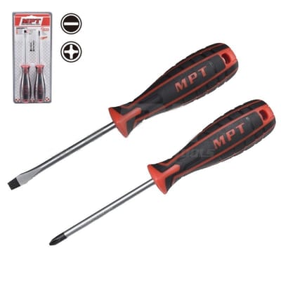 MPT 2pcs Screwdriver Set, Non-Slip, Magnetic Tip, CR-V, Phillips & Slotted; MHA01002_img_0