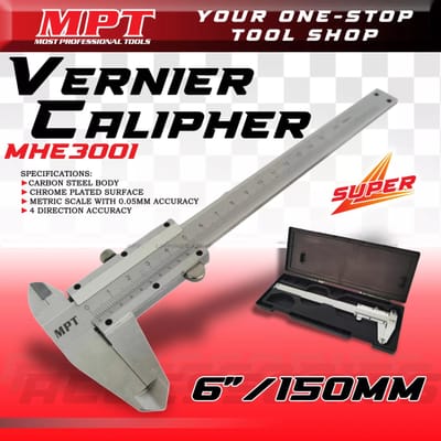 MPT Vernier Caliper 0-150mm( 0-6 Inch ) Chrome Plated Four-way Measurement; MHE03001_img_1