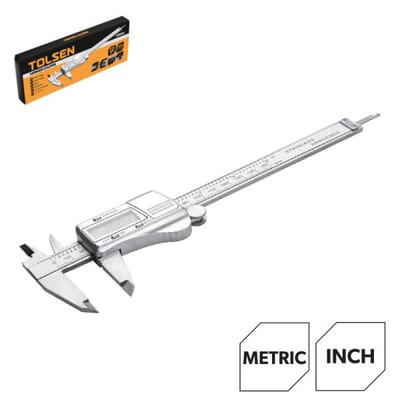 TOLSEN 35053 Digital Caliper, 6" (150mm), Metric & Inch, 0.01mm Accuracy, Stainless Steel, Four-Way Measurement | Plastic Case | Model: 35053_img_1