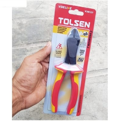 Tolsen 7" VDE 1000V Insulated Diagonal Cutting Pliers 180mm Model: V38127_img_0