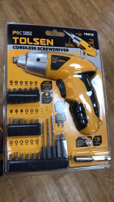 TOLSEN 79010 3.6V Cordless Screwdriver with charger and 24Pcs Accessories Model: 79010_img_3