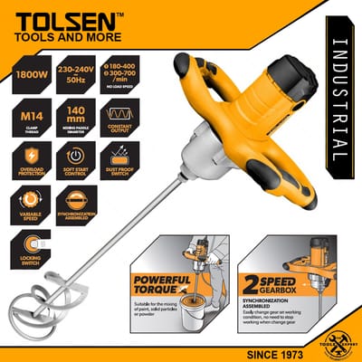 TOLSEN 79509, Paint & Cement Mixer 2 Speed, 1800W Model: 79509_img_1