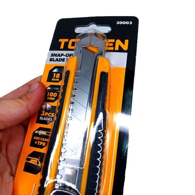 TOLSEN 30003 Industrial Snap-off Cutter | 18×100mm | ABS + TPR Case | 3 Blades Included | Flat Push Button | Model: 30003_img_5