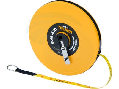 TOLSEN 35023 Fiberglass Measuring Tape, 50M (165ft) x 12.5mm, Metric & Inch, ABS Case, Nickel Plated Handle | Model: 35023_img_0