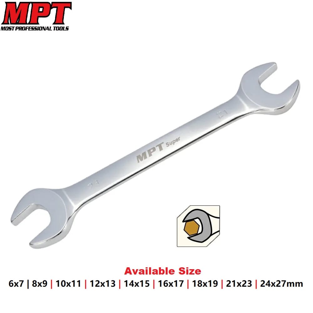 MPT Double Open End Spanner Dully ( 6x7 | 8x9 | 10x11 | 12x13 | 14x15 | 16x17 | 18x19 | 21x23 | 24x27mm ), CRV; MHC03001