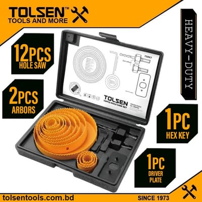 TOLSEN 75867 16Pcs Hole Saw Set Drill Bit Kits for Plywood Drywall Wood Plastic 75867_img_1
