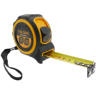 TOLSEN 36004 Measuring Tape, 5m (16ft), Metric & Inch, Magnetic Hook, ABS/TPR Case, Industrial | Model: 36004_img_0