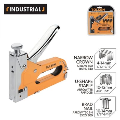 TOLSEN 43021 Heavy Duty 3 Way Staple Gun, 4-14mm, Powder Coated, Includes 200pcs Staples, Compatible with Rapid, Arrow, Esco, Model: 43021_img_3