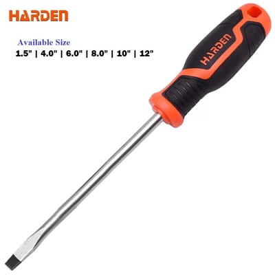 HARDEN Slotted Magnetic Screwdriver ( 1.5" | 4" | 6" | 8" | 10" | 12" ), Flat Screw driver with strong magnet & CRV; Model: 550251 | 550253 | 550255 | 550256 | 550257 | 550258_img_0