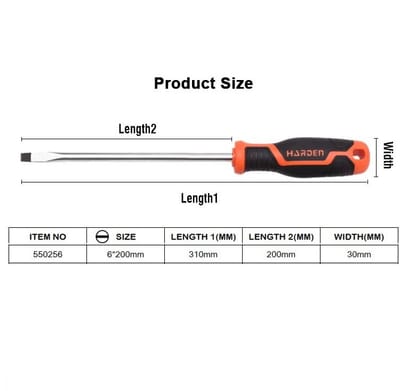 HARDEN Slotted Magnetic Screwdriver ( 1.5" | 4" | 6" | 8" | 10" | 12" ), Flat Screw driver with strong magnet & CRV; Model: 550251 | 550253 | 550255 | 550256 | 550257 | 550258_img_14