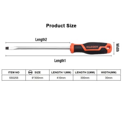 HARDEN Slotted Magnetic Screwdriver ( 1.5" | 4" | 6" | 8" | 10" | 12" ), Flat Screw driver with strong magnet & CRV; Model: 550251 | 550253 | 550255 | 550256 | 550257 | 550258_img_18