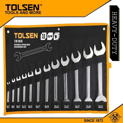TOLSEN 15892 12Pcs Double Open End Spanner Set | Chrome Plated | Satin Finish | DIN3110 | Sizes 6×7 to 30×32mm | Model: 15892_img_2
