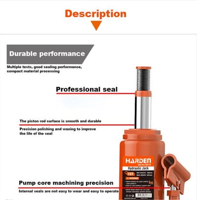 HARDEN Hydraulic Bottle Jack( 2 Ton | 3 Ton | 5 Ton | 10 Ton | 50 Ton ), Heavy Duty Car & Truck Lifting Jack; 730102_img_2