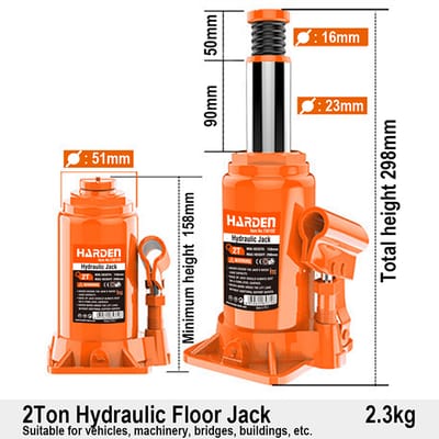 HARDEN Hydraulic Bottle Jack( 2 Ton | 3 Ton | 5 Ton | 10 Ton | 50 Ton ), Heavy Duty Car & Truck Lifting Jack; 730102_img_5