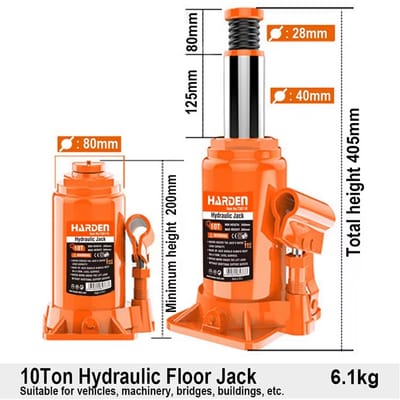 HARDEN Hydraulic Bottle Jack( 2 Ton | 3 Ton | 5 Ton | 10 Ton | 50 Ton ), Heavy Duty Car & Truck Lifting Jack; 730102_img_8