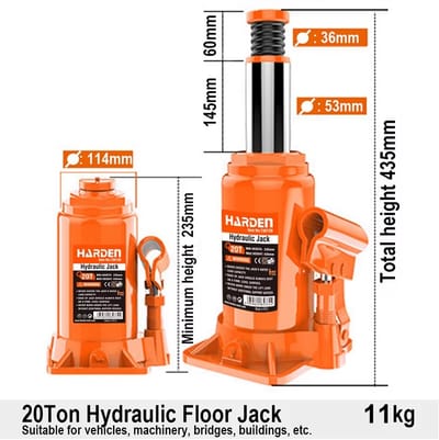 HARDEN Hydraulic Bottle Jack( 2 Ton | 3 Ton | 5 Ton | 10 Ton | 50 Ton ), Heavy Duty Car & Truck Lifting Jack; 730102_img_9