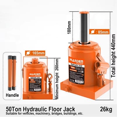 HARDEN Hydraulic Bottle Jack( 2 Ton | 3 Ton | 5 Ton | 10 Ton | 50 Ton ), Heavy Duty Car & Truck Lifting Jack; 730102_img_10