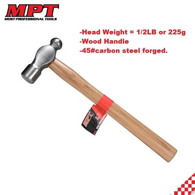 MPT Ball Pein Hammer Wood Handle ( 1/2 LB | 3/4LB | 1 LB ), Carbon Steel; MHD05001_img_0