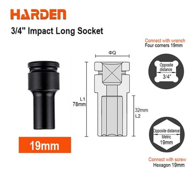 HARDEN 3/4" Impact Long Socket, Impact Socket 3/4" Dr. (Deep) - 6PT, Deep Socket, Various available sizes; 536717 - 536750_img_9