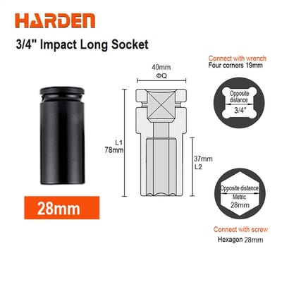 HARDEN 3/4" Impact Long Socket, Impact Socket 3/4" Dr. (Deep) - 6PT, Deep Socket, Various available sizes; 536717 - 536750_img_18
