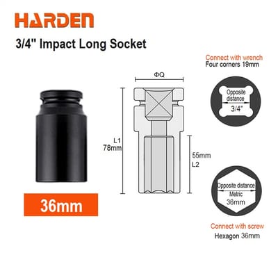 HARDEN 3/4" Impact Long Socket, Impact Socket 3/4" Dr. (Deep) - 6PT, Deep Socket, Various available sizes; 536717 - 536750_img_24