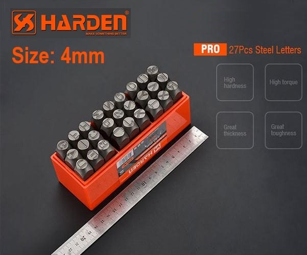 HARDEN 27pcs Steel Letters punch ( 3mm | 4mm | 5mm | 6mm | 8mm | 10mm ) Professional Alphabet Chrome Vanadium punch set; 610863 - 610869