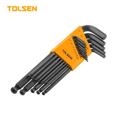 TOLSEN 13pcs Ball Point Long Arm Allen Hex Key Set (Inches) Black Finish Model 20090_img_0