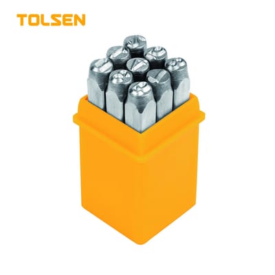 TOLSEN 25094 9Pcs Steel Number Punch Set | 3mm | Hardened Carbon Steel | Sandblasted Finish | Model: 25094_img_0