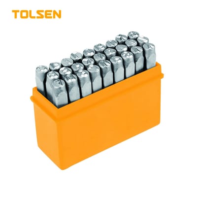 TOLSEN 25104 27Pcs Steel Letter Punch Stamp Set, 6mm, Hardened Carbon Steel | Sandblasted Finish | Model: 25104_img_0