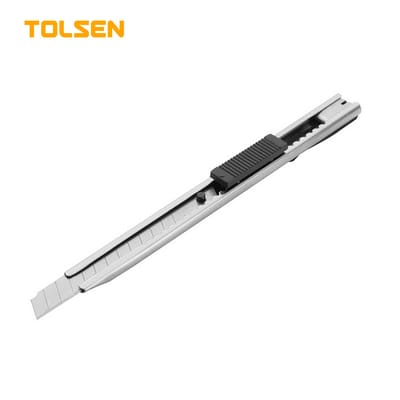 TOLSEN 30005 Snap-off Cutter | Stainless Steel Case | 9×80mm Blade | Flat Push Button | Model: 30005_img_0