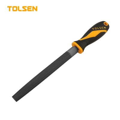 TOLSEN 32005 Steel File (Half Round), 8" (200mm), T12 Carbon Steel, TPR Handle | Model: 32005_img_0