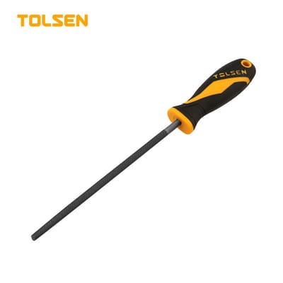TOLSEN 32009 8" Steel File (Round), 200mm, T12 Carbon Steel, TPR Handle | Model: 32009_img_0