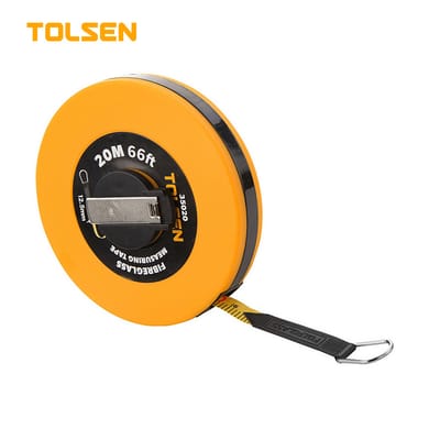 TOLSEN 35020 Fiberglass Measuring Tape, 20M (66ft) x 12.5mm, Metric & Inch, ABS Case, Nickel Plated Handle | Model: 35020_img_0